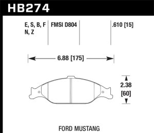 Ford Mustang Brake Pads - Front - Hawk Performance - Blue 9012 - `96-`10